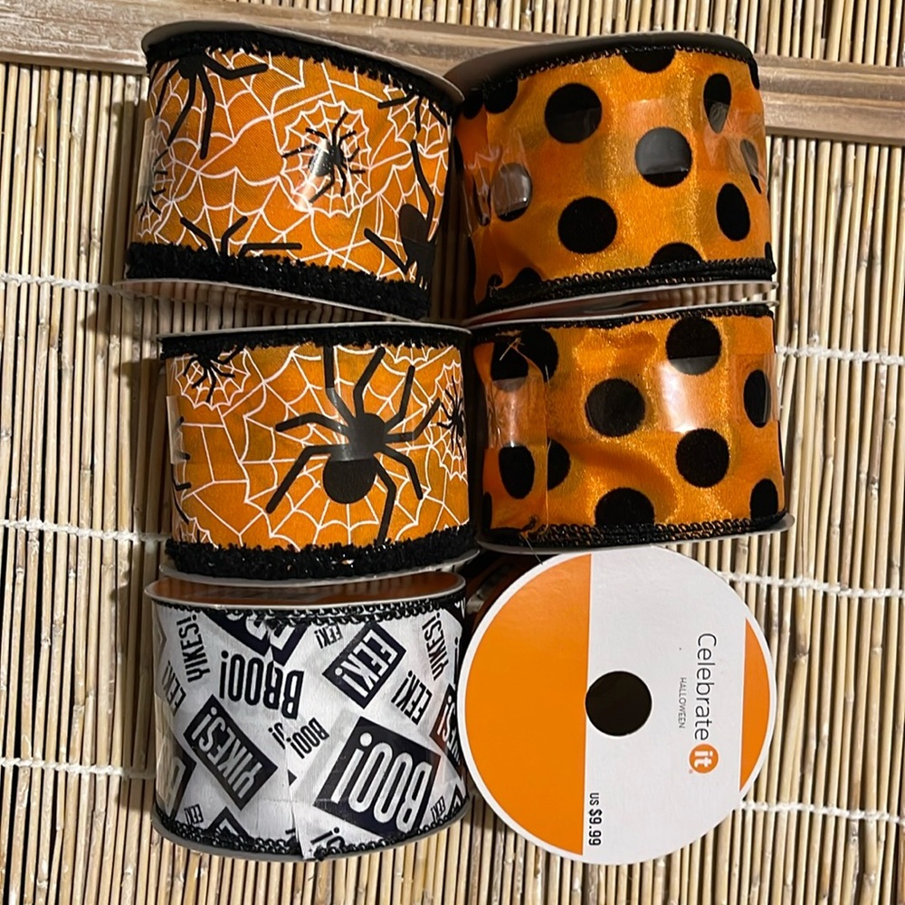 6 Halloween Wired Ribbons